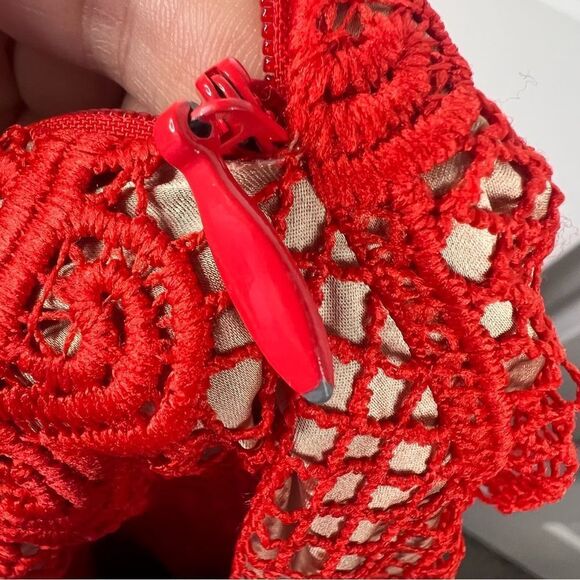 Sz S Stylestalker Stella Midi Off the Shoulder Red Lace Dress $241 MSRP - Picture 15 of 15
